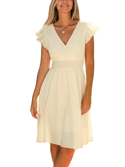 Rochie XL - CUPSHE V Neck Flutter Sleeve Smocked Casual Summer