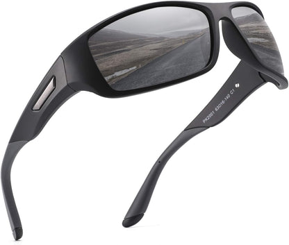PUKCLAR Men’s Polarised Sunglasses, Sports Glasses, Cycling Glasses, Drivers Glasses, UV400 Protection, Category 3 Lens, CE Certified