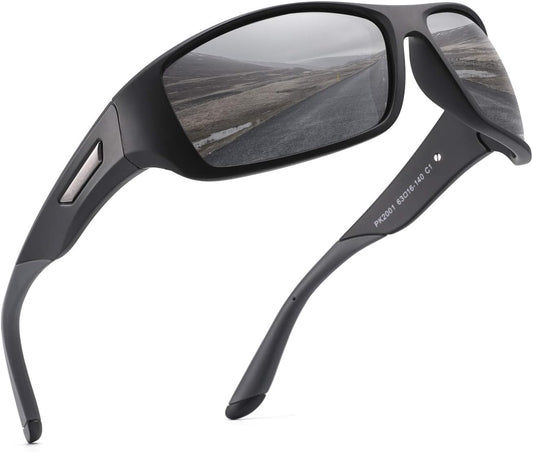 PUKCLAR Men’s Polarised Sunglasses, Sports Glasses, Cycling Glasses, Drivers Glasses, UV400 Protection, Category 3 Lens, CE Certified