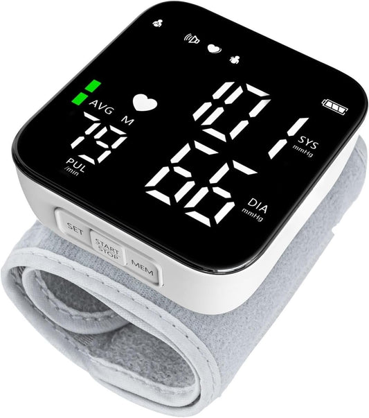 Pozlle Wrist Blood Pressure Monitor, Full Screen LED Display, HD Backlight, Easy to Use, Adjustable Cuff from 13.5 to 19.5 cm, Irregular Heart Beat Detection