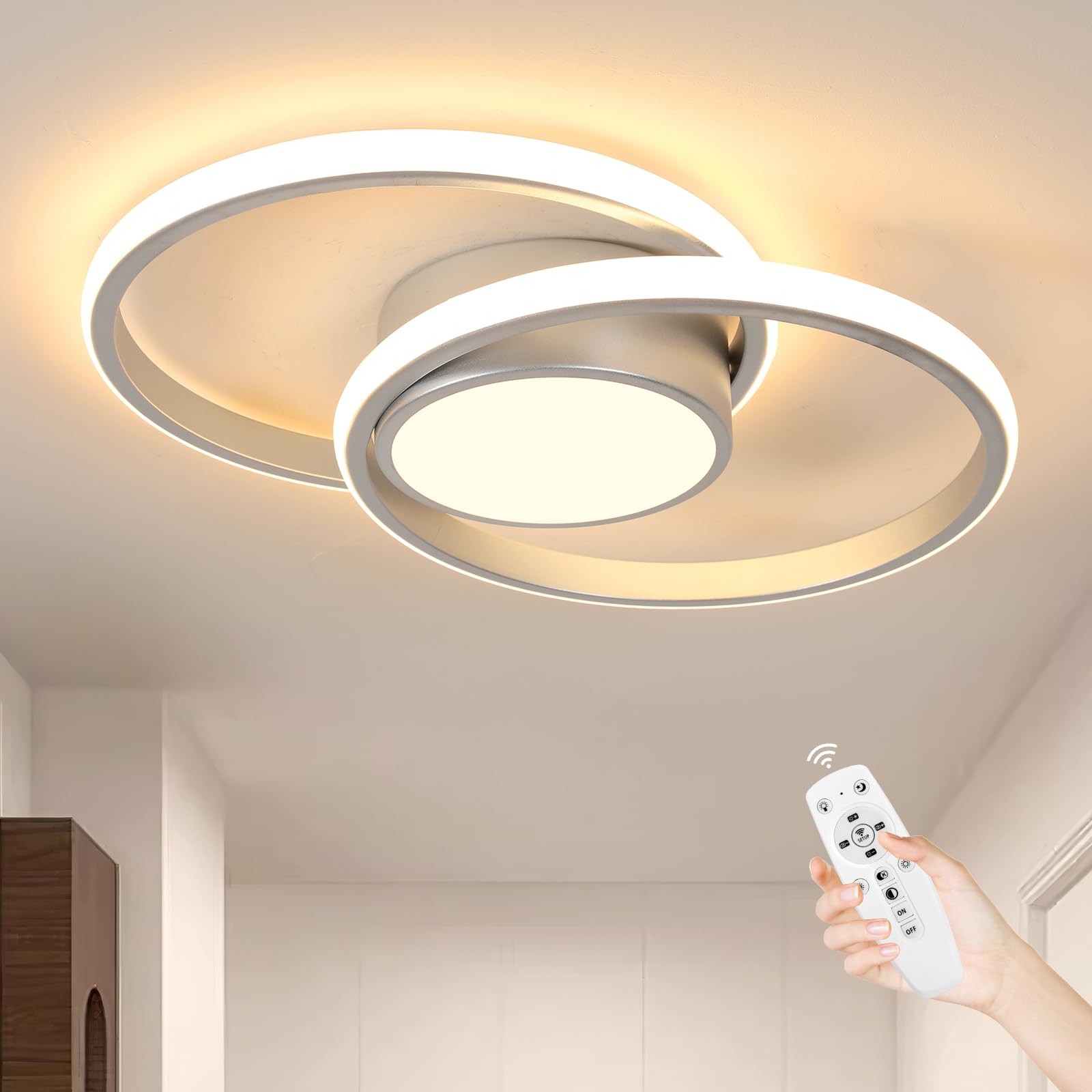 DELIPOP Ceiling Light LED Dimmable with Remote Control / App, 40 W Modern Ceiling Light Round White LED Lamp for Bedroom, Living Room, Kitchen, Dining Room