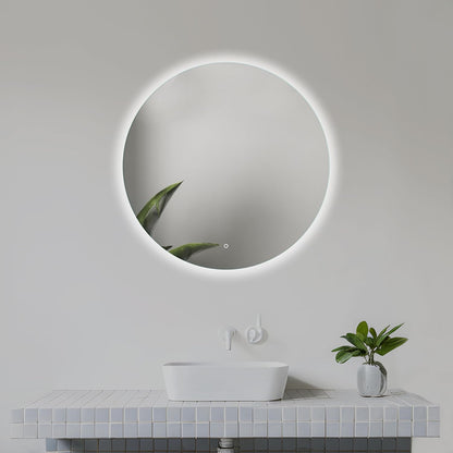 Home Glow Venti 50cm Round Bathroom Mirror with LED Lights, Round LED Bathroom Mirror with Touch Switch, Circular Mirror with natural white Backlit LED Light.