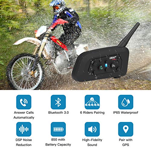 Intercom casca moto V6 Pro EJEAS, full duplex, 1200 m, 6 rideri