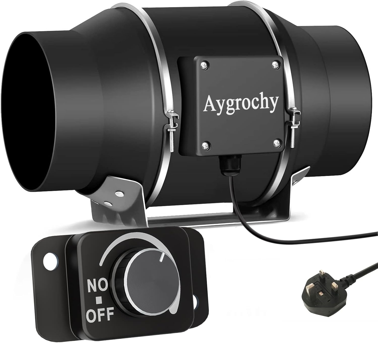 Aygrochy Inline duct Fan 150mm/6 inch, Extractor Fan with Variable Speed Controller, using for Bathroom, Office, Grow Tents, EC motor 2800 rpm, UK Plug