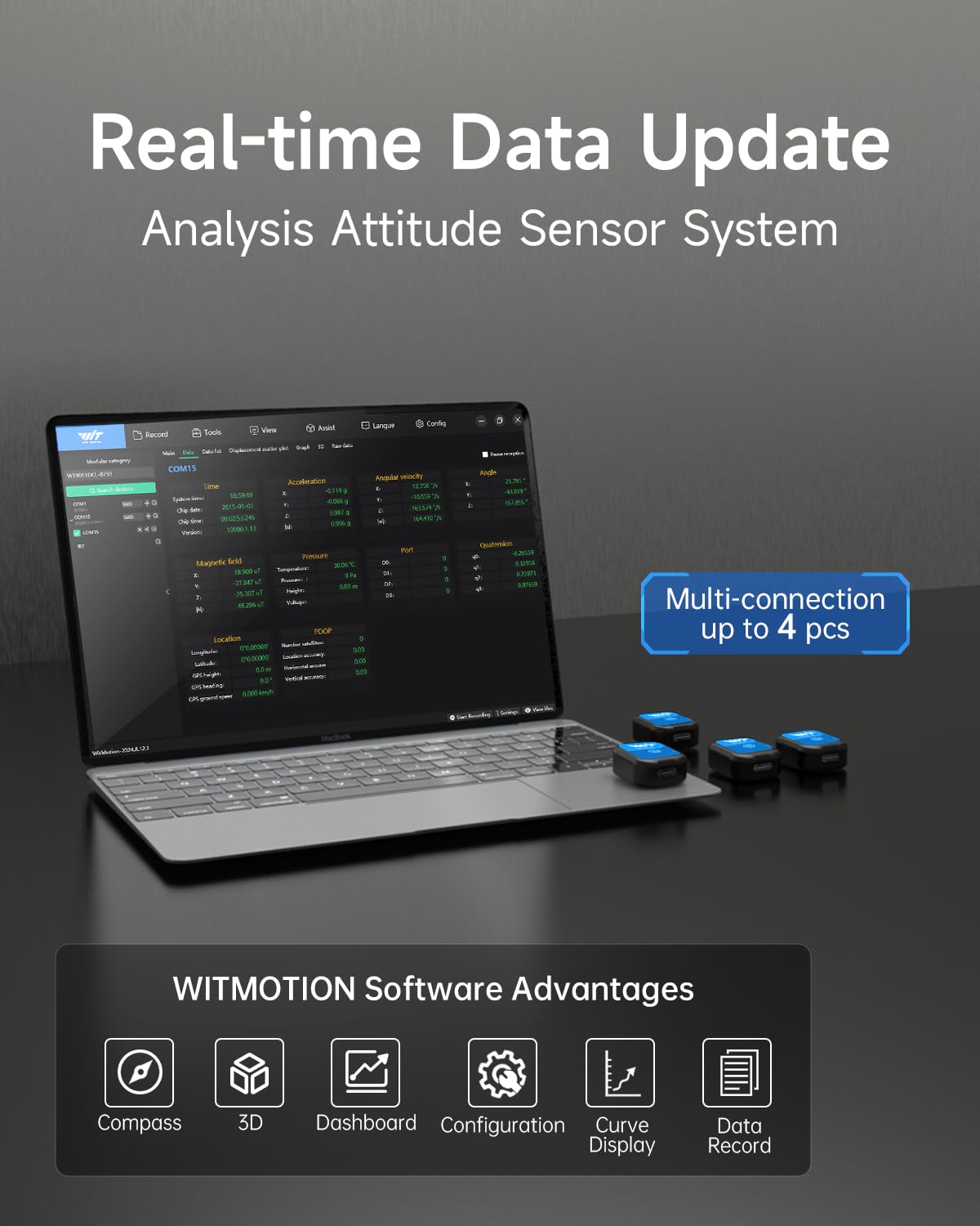 [Bluetooth 5.0 Accelerometer+Inclinometer] WT9011DCL MPU9250 High-Precision 9-axis Gyroscope+Angle(XY 0.2° Accuracy)+Magnetometer with Kalman Filter, Low-Power 3-axis AHRS IMU Sensor for Arduino