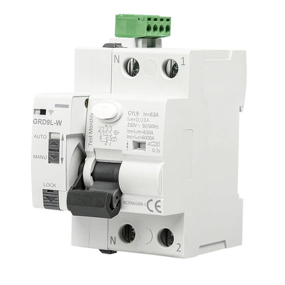 DEWIN FI Circuit Breaker, GRD9L-W Smart WiFi Circuit Breaker Manual/APP Remote Control Smart Switch 2P 63A 30mA AC 230V