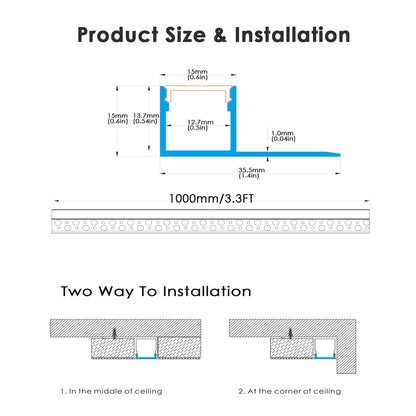 Profil LED Besseto 6 x 1 m Aluminiu cu difuzor laptos