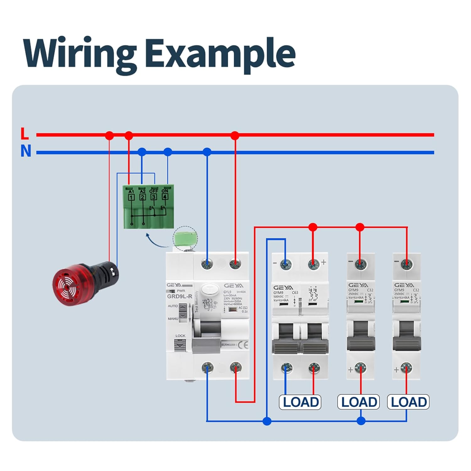 GEYA Auto Reclosing Device Circuit Breaker 6KA ELCB Self-Reclosing RCCB Recloser RCD AC Type (Auto Recloser AC220V+RCCB 2P-25A-30mA)
