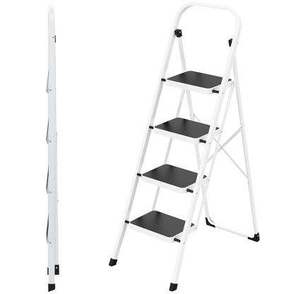 Scara pliabila HBTower KQ-SL-4-WH 4 trepte 150 kg alba