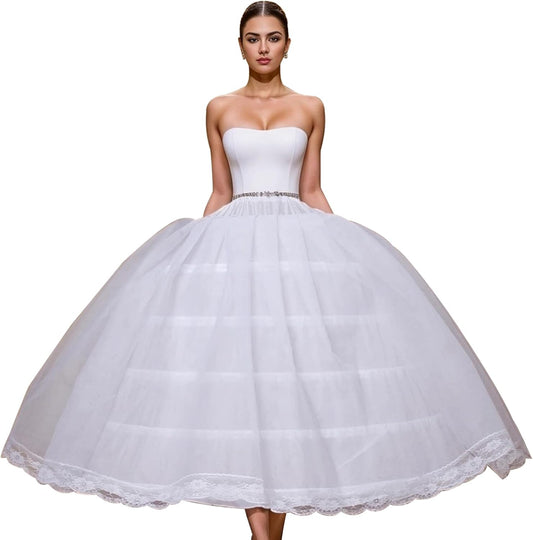 Fusta jupon YULUOSHA alba cu 6 inele si 2 straturi tulle pentru rochii
