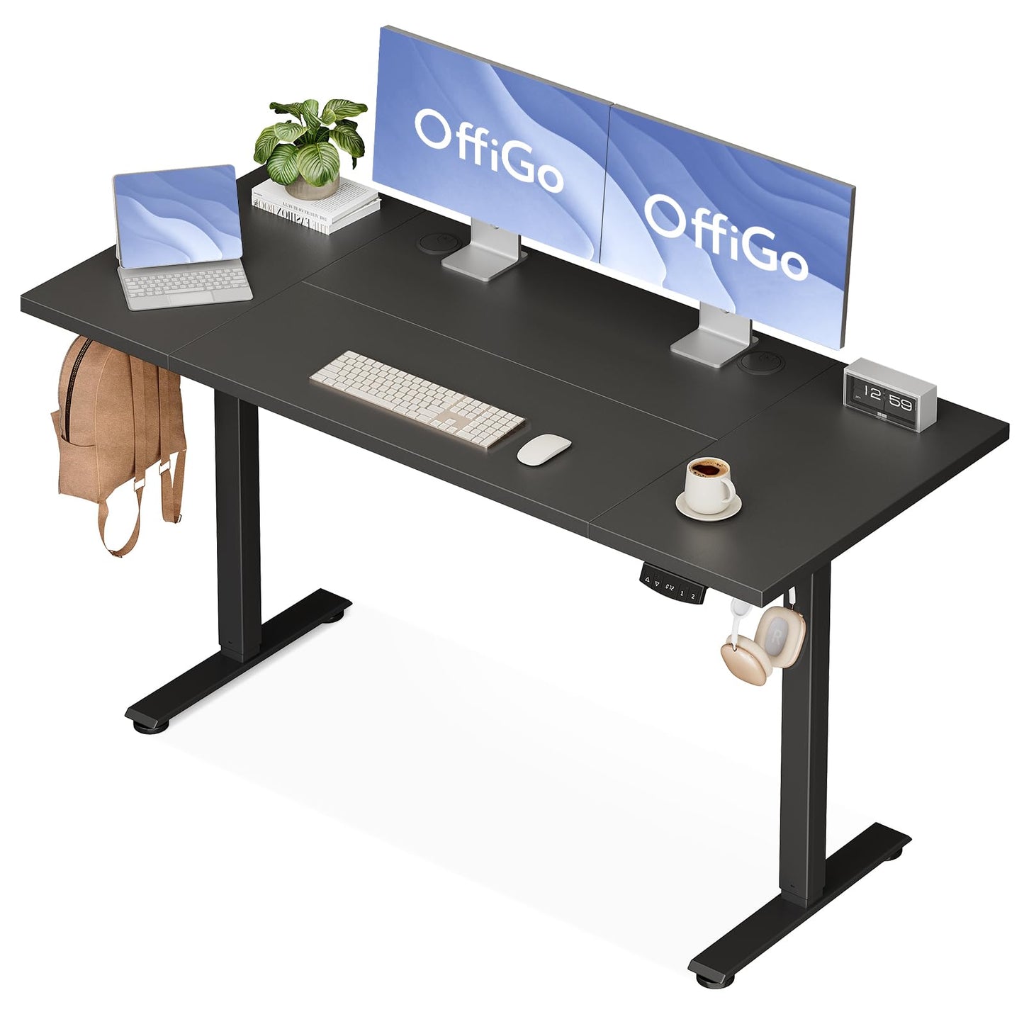 Birou OffiGo reglabil electric 180x70 cm cu USB si memorii