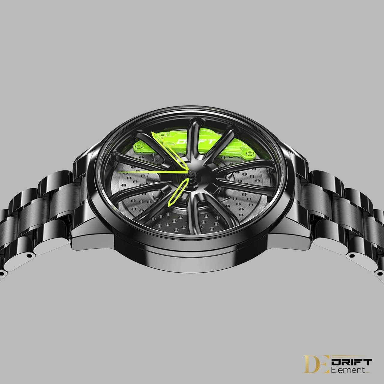 DriftElement Performance GT Rim Watch Men - Sports car Men's Wristwatch in 3D Design - Custom Designer Watch with Mineral Glass - Quartz Watch
