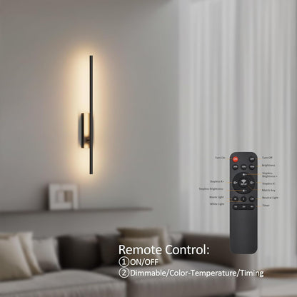 Set 2 aplice LED de interior Coinmit 18 W, 60 cm, negre, cu telecomanda