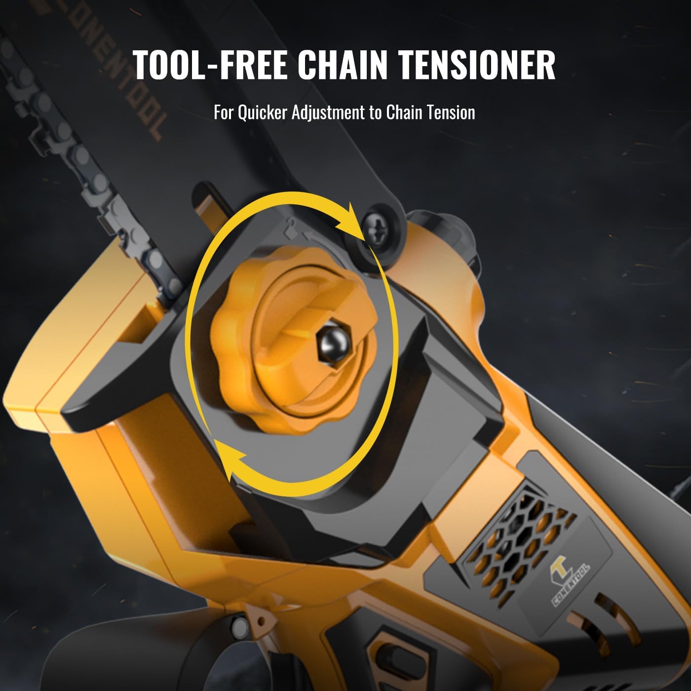 CONENTOOL Brushless Mini Chainsaw, 6 + 8 Inch Battery Chainsaw with Automatic Oiler, 2 Batteries 2.5 Ah and Charger, 900 W One-Handed Chainsaws for Garden Shears, Loppers Wood Cutting