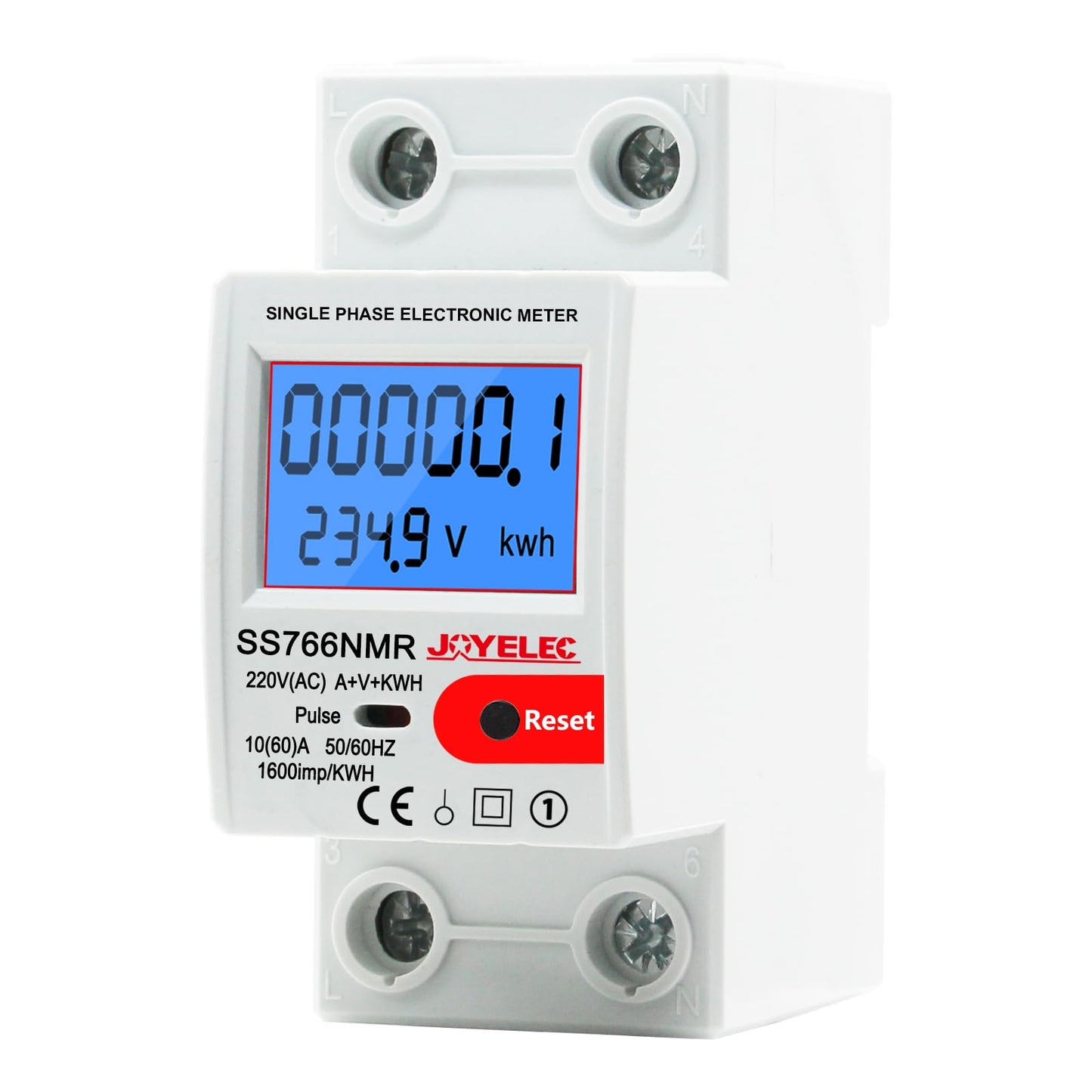 JOYELEC Smart WiFi Electric Meter Consumption Meter 63A 220V Real-time Monitoring, Time Switch Function, Overvoltage and Low Voltage Protection