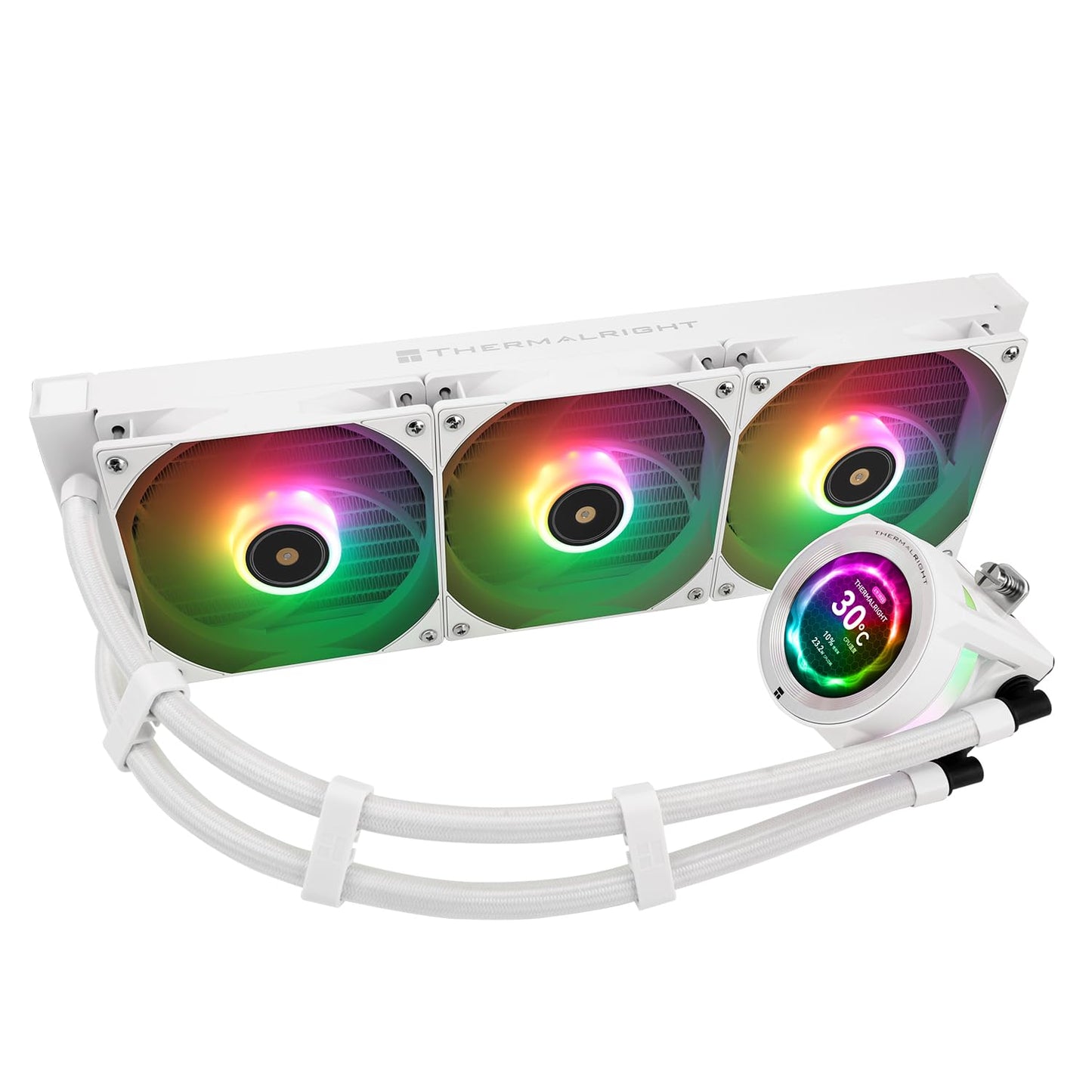 Thermalright CORE Vision 360 White ARGB-360mm AIO CPU Liquid Cooler,IPS LCD Screen with 480 * 480 Resolution,for AM4/AM5/Intel LGA1700/1851,‘2.1 inch’Magnet-Absorbent LCD Screen for Images