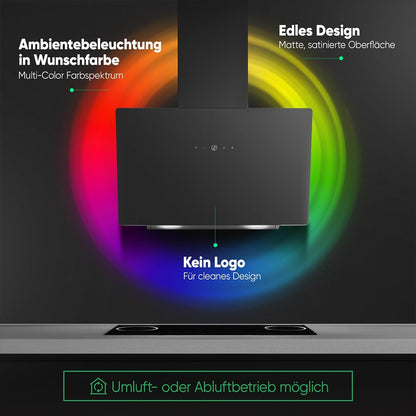 Hota Bomann DU 7611 G 60 cm cu iluminare ambientala, negru mat