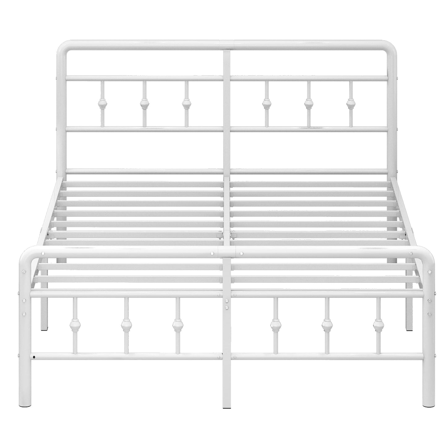 Pat metal EMODA 180x200 cm stil Victorian alb, cadru silentios
