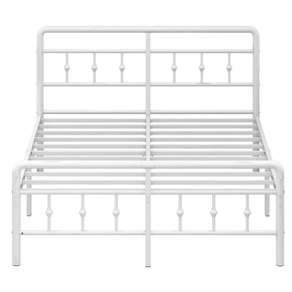 Pat metal EMODA 180x200 cm stil Victorian alb, cadru silentios