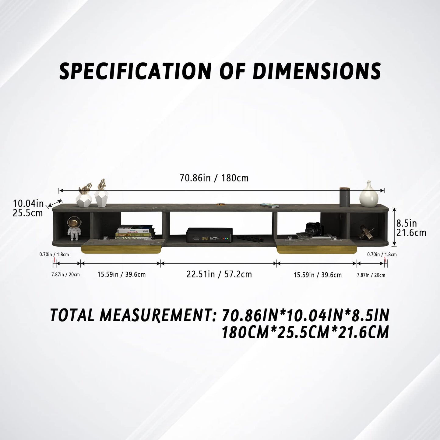 Mobilier TV Pmnianhua Hanging TV Unit LED 20 culori 180 cm