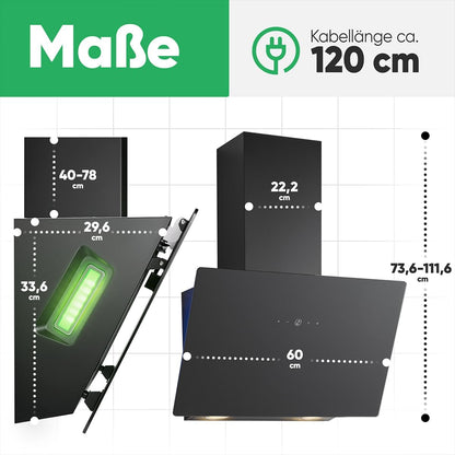 Hota Bomann DU 7611 G 60 cm cu iluminare ambientala, negru mat