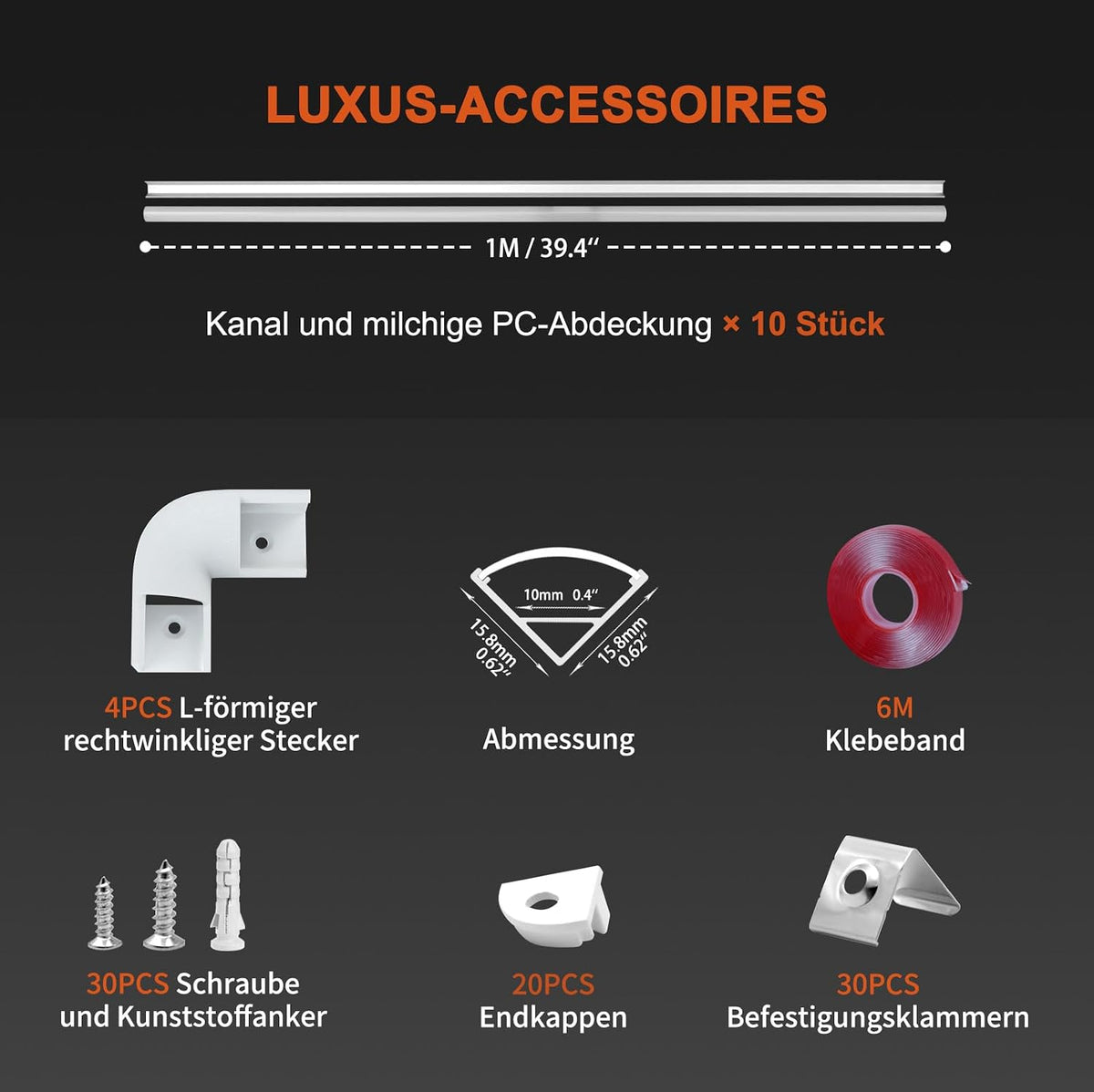 Profil LED din aluminiu HOMMAND in V cu difuzor, set 10 x 1 m, marimea 10 Pack-V Shape