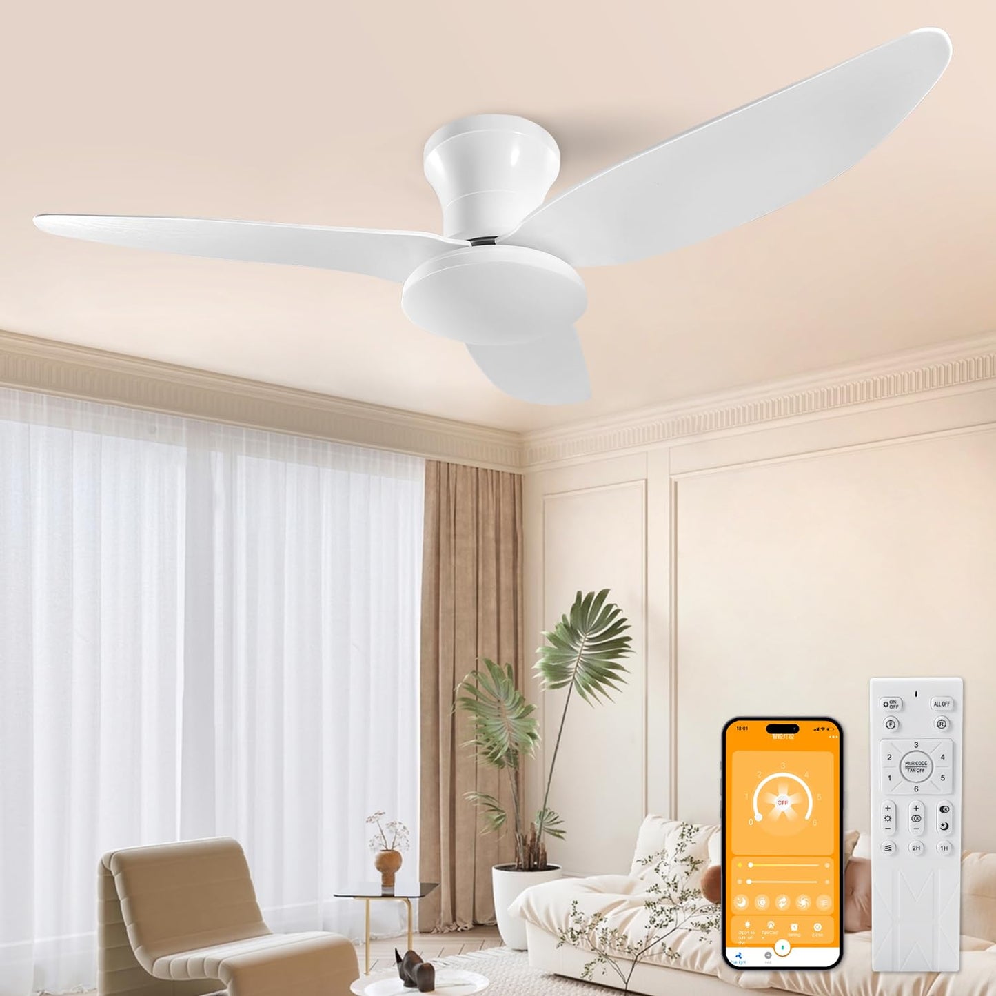 Ventilator tavan 100 cm cu telecomanda, 60W, 6 viteze reversibil, timer