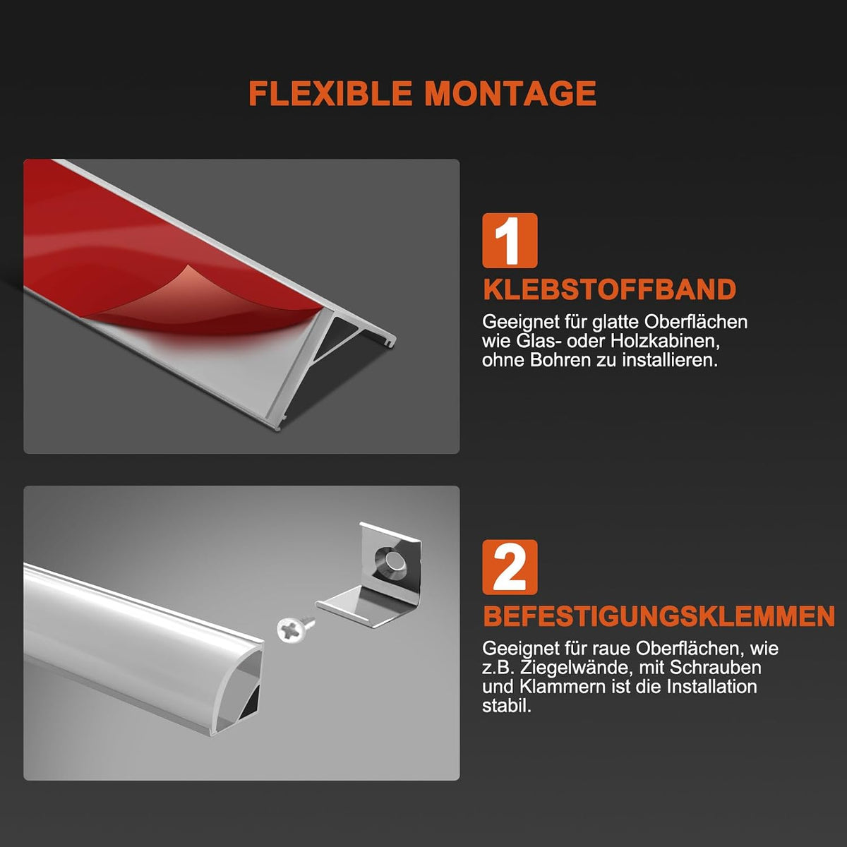 Profil LED din aluminiu HOMMAND in V cu difuzor, set 10 x 1 m, marimea 10 Pack-V Shape
