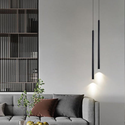 Set 2 pendule LED LIGKIN minimaliste din aluminiu, 50 cm, negre