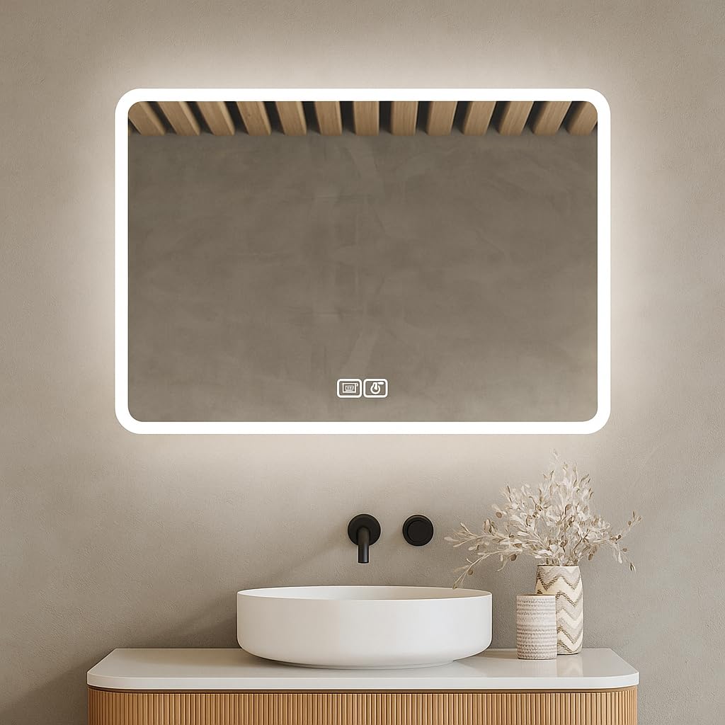 Oglinda baie Bayt Modern Minimalist 52x75 cm LED anti-aburire
