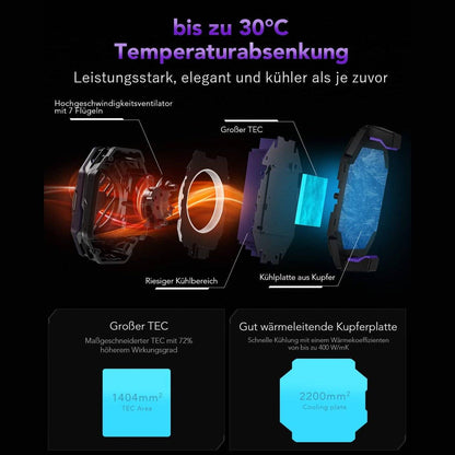 Black Shark FunCooler 3 Pro Mobile Phone Cooler Fan Fast Cooling Sleep Timer Function as Phone Stand Physical Switch 5 Speed Cooling Performance Quiet Gaming for Tiktok Live Streaming
