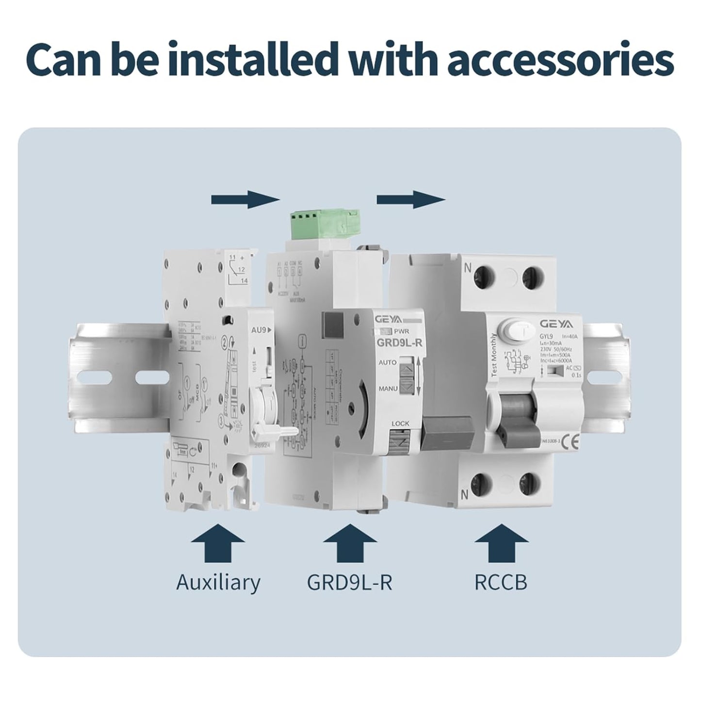 GEYA Auto Reclosing Device Circuit Breaker 6KA ELCB Self-Reclosing RCCB Recloser RCD AC Type (Auto Recloser AC220V+RCCB 2P-25A-30mA)