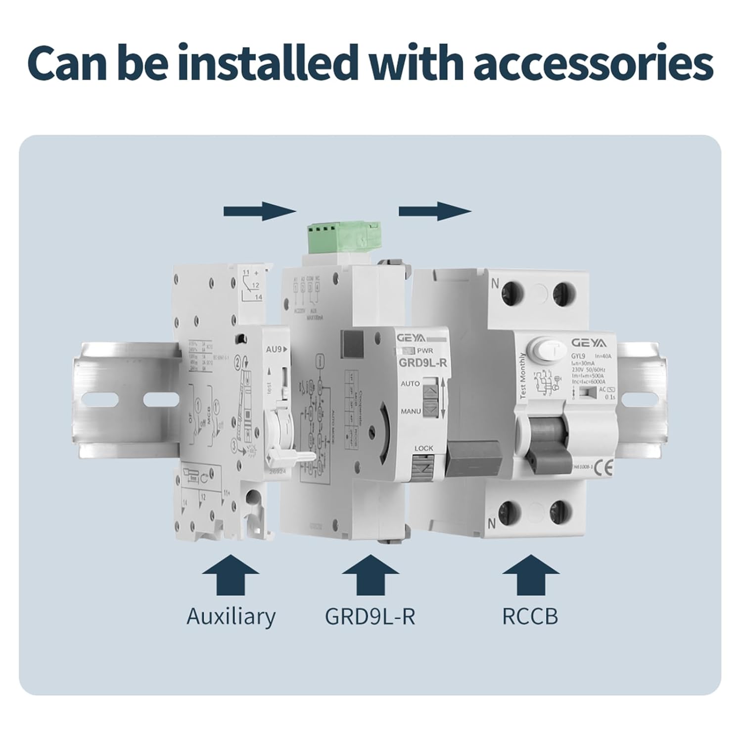 GEYA Auto Reclosing Device Circuit Breaker 6KA ELCB Self-Reclosing RCCB Recloser RCD AC Type (Auto Recloser AC220V+RCCB 2P-25A-30mA)
