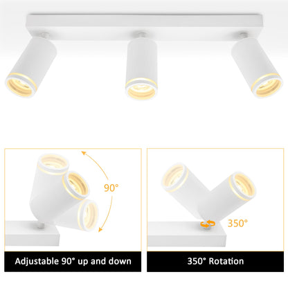 Spot luminos White 3 becuri GU10 aluminiu rotativ 2250 lm