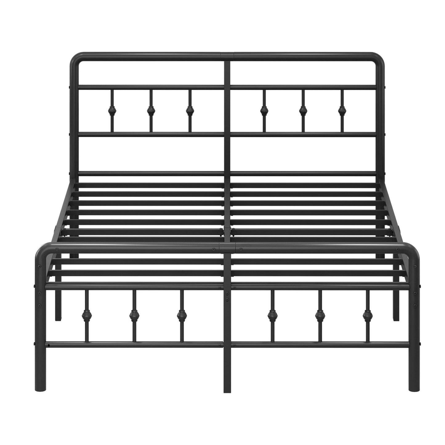 Pat metalic EMODA 140x200 cm cu tablie, negru, silentios