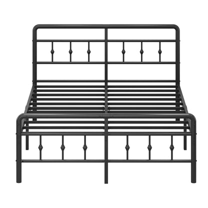 Pat metalic EMODA 140x200 cm cu tablie, negru, silentios
