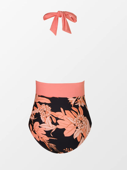 Costum de baie L - CUPSHE Deep V Neck One Piece Halter Tummy Control