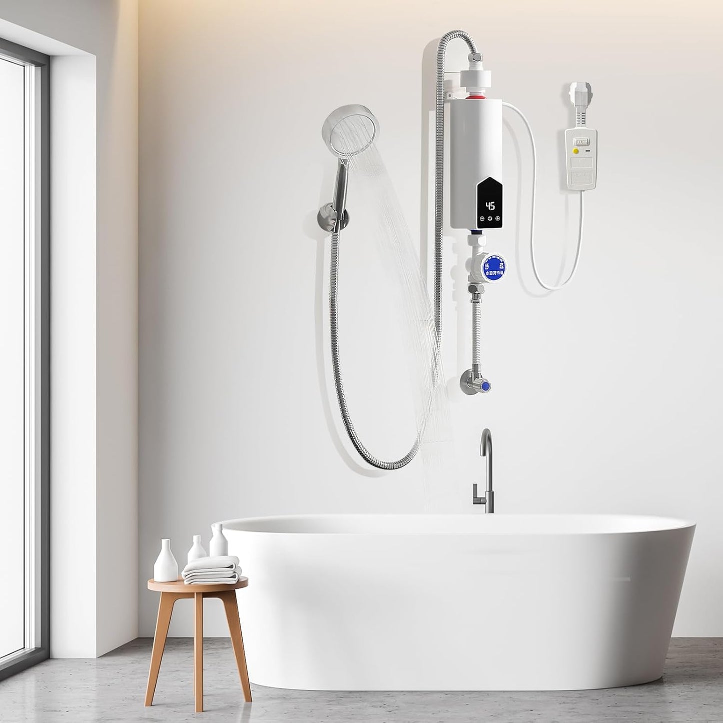 AUORUSI 5500 W chauffe eau instantané electrique,IPX4 chauffe eau aux cuisines et salles de bains,220V mini Chauffe-eau mural à économie d'énergie