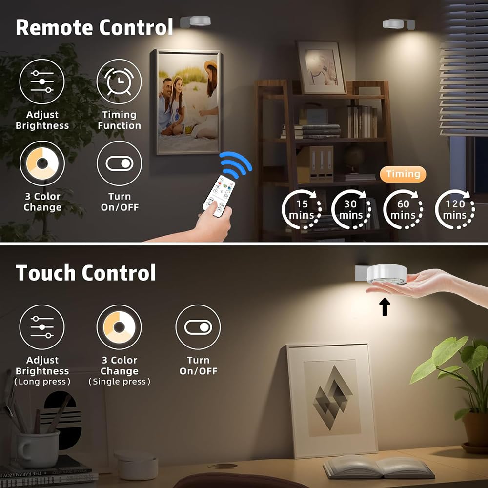Lampa perete RIRIDAMAI 3 Pcs LED wireless reincarcabila cu telecomanda