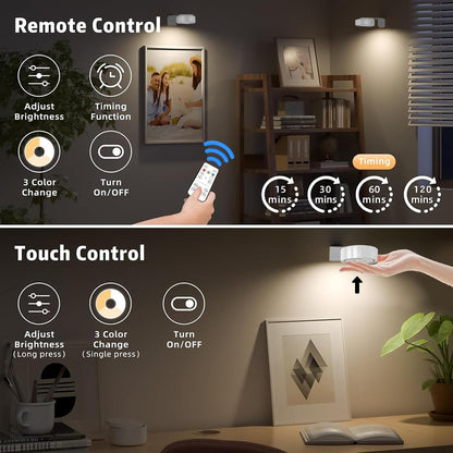 Lampa perete RIRIDAMAI 3 Pcs LED wireless reincarcabila cu telecomanda