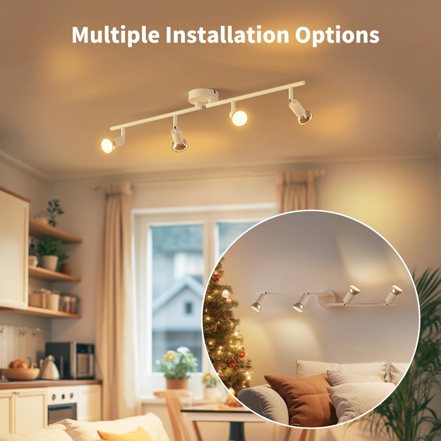 Spotlight plafon LVWIT 4 Way GU10 40W, alb, metal