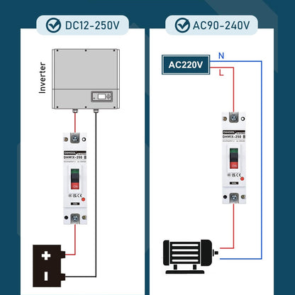 DIHOOL 160 A PV MCCB DC Isolator Switch, 1 Pole, DC250 V, Photovoltaic Compact Circuit Breaker for PV, Solar System, Solar Modules, Power System