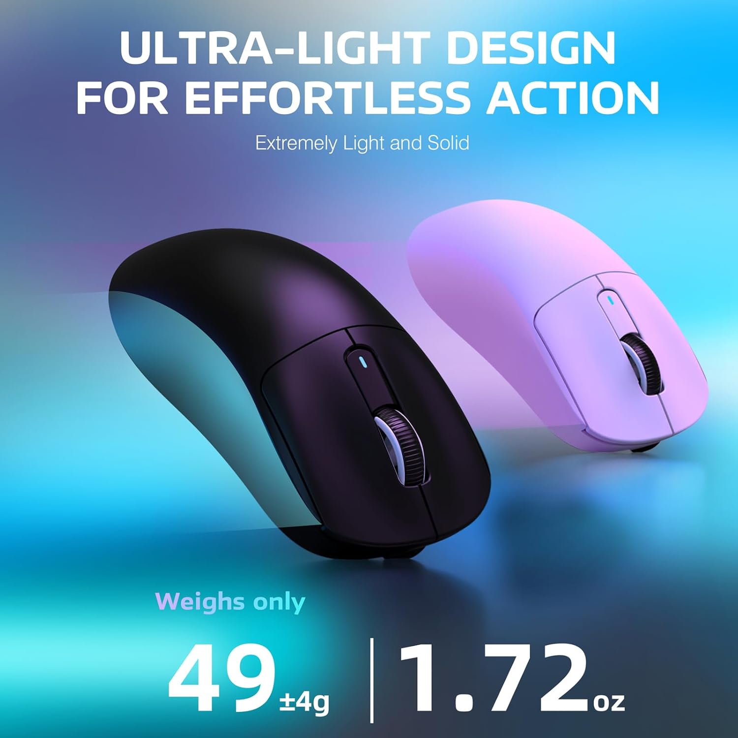 VGN GAMEPOWER x ATTACK SHARK X3 SUPERLIGHT Wireless Gaming Mouse, 49g Ultralight Mice, PixArt PAW3395, 26000 DPI, Tri-mode 2.4G/USB-C Wired/Bluetooth, G502, 200 Hrs Battery, Kailh GM8.0 Switch, Black