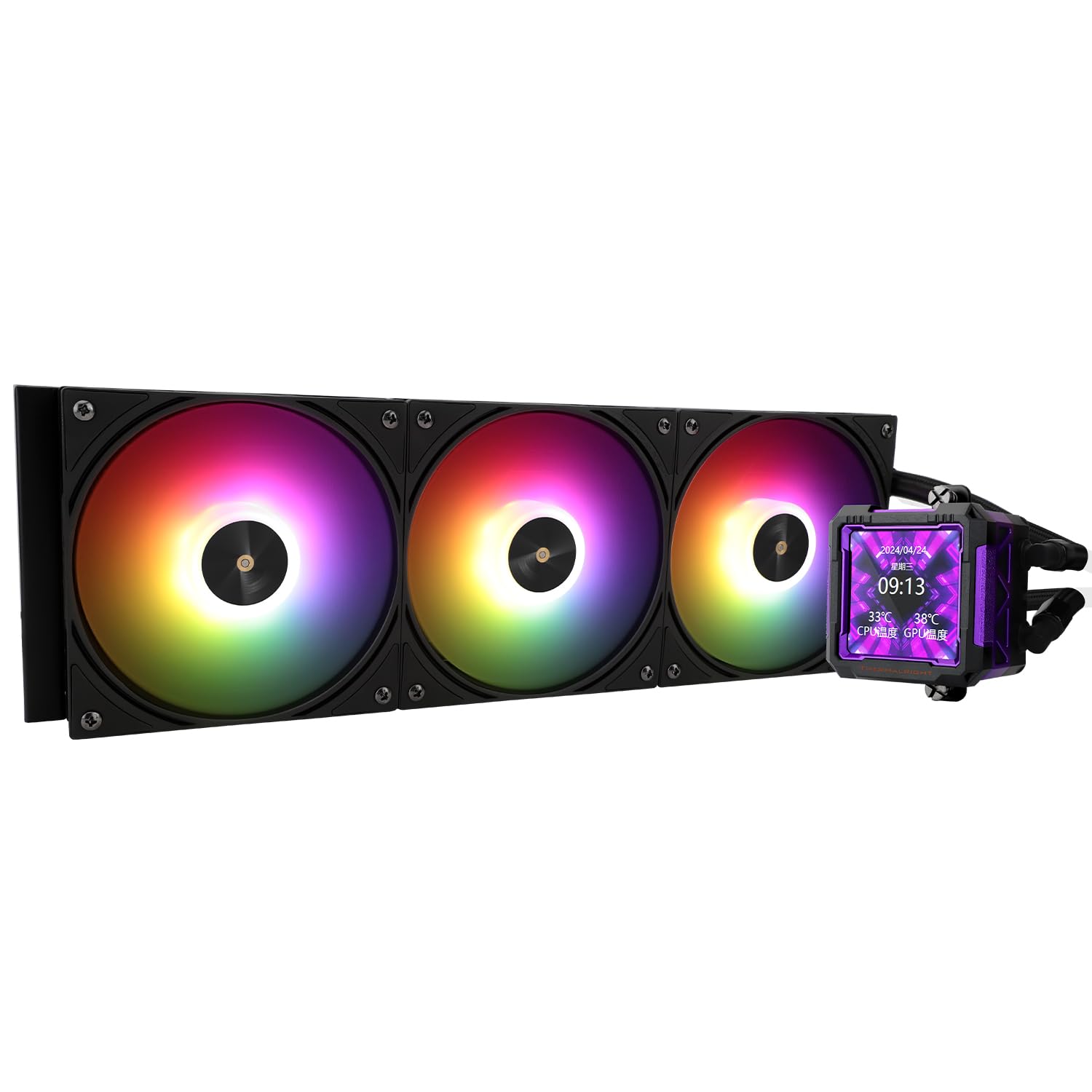 Thermalright FW PRO 360 ARGB White-360mm AIO CPU Liquid Cooler,IPS LCD Screen with 320 * 320 Resolution,for AM4/AM5/Intel LGA1700/1851,’2.73 inch’Magnet-Absorbent LCD Screen for Images