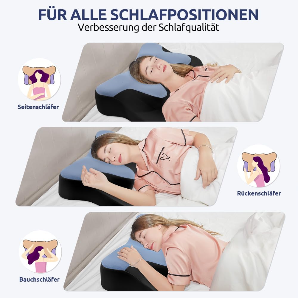 Perna cervicala DONAMA KH1067 Memory Foam respirabila, 66x37x13 cm