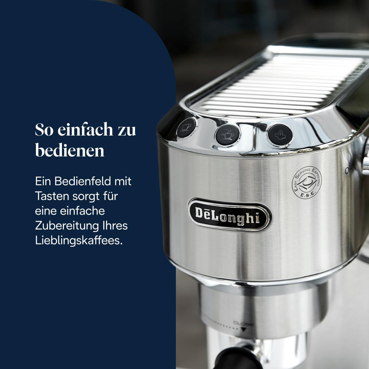 Espressor De'Longhi Dedica Style cu spumare manuala a laptelui, metal