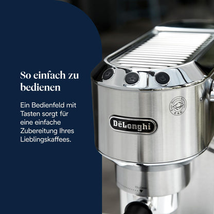 Espressor De'Longhi Dedica Style cu spumare manuala a laptelui, metal