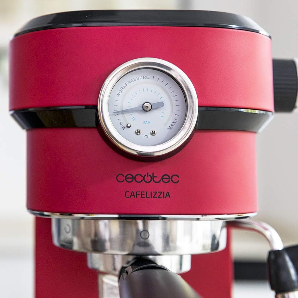 Espressor Cecotec Cafelizzia 790 Shiny Pro 1350W cu manometru, rosu