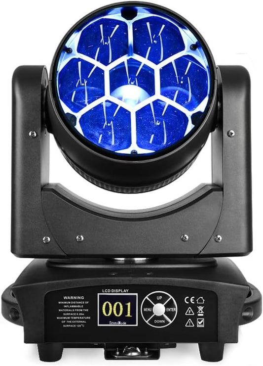 BETOPPER Moving Head Light 7x40W RGBW Beam/Wash/Zoom/CTO Effect Bee Eye LED Stage Lighting Spot Lights with Sound Activated for DJs, Bars, Christmas, and Home Party Lighting,1 Pack