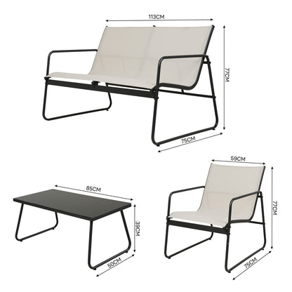Set mobilier gradina Grand patio 4 piese, cadru otel, bej
